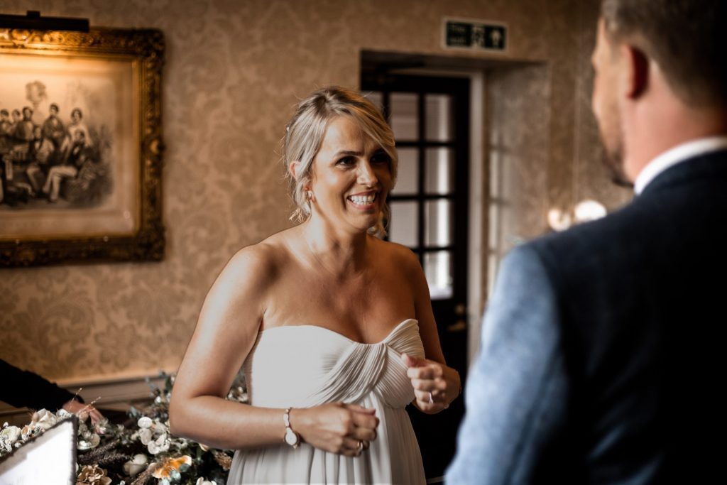 Bride & Groom during their wedding ceremony at their micro wedding at The Cavendish Hotel