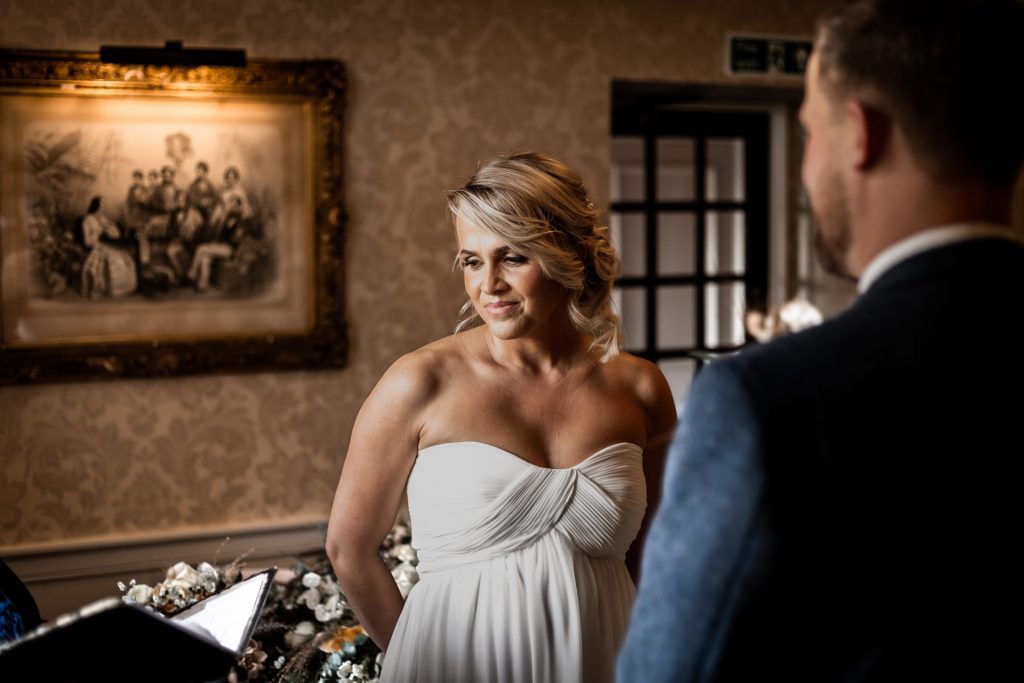 Bride & Groom during their wedding ceremony at their micro wedding at The Cavendish Hotel