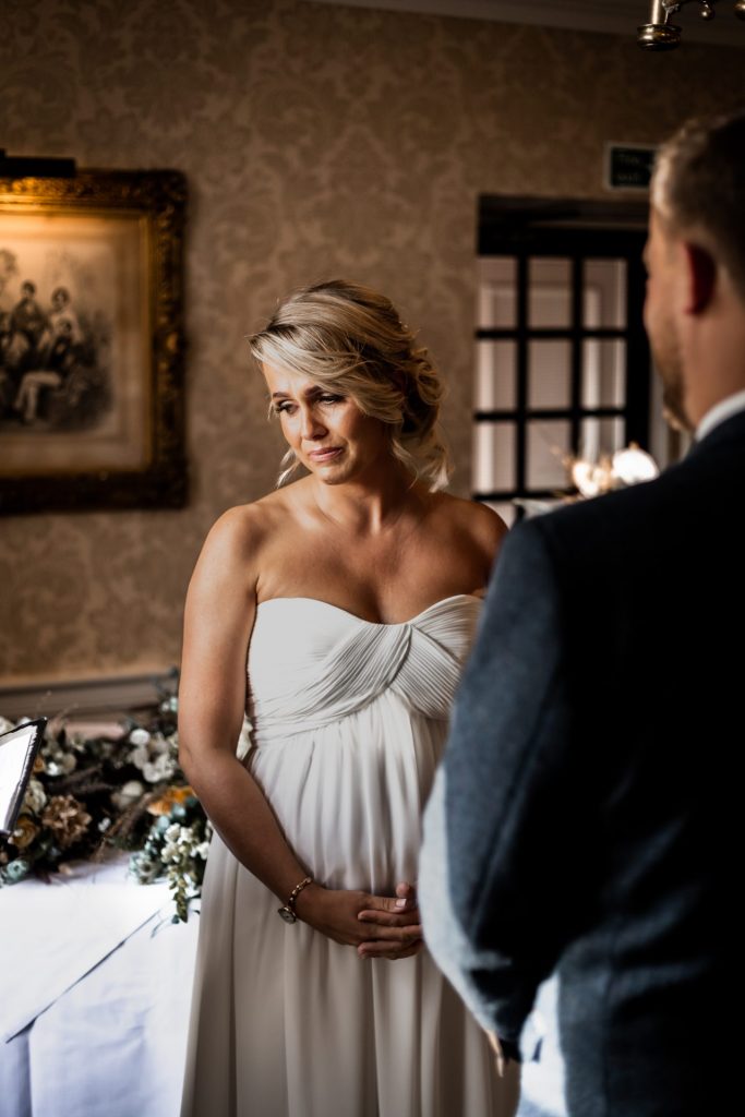 Bride & Groom during their wedding ceremony at their micro wedding at The Cavendish Hotel