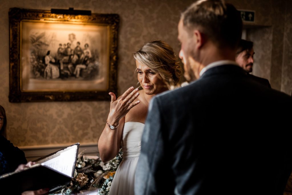 Bride & Groom during their wedding ceremony at their micro wedding at The Cavendish Hotel