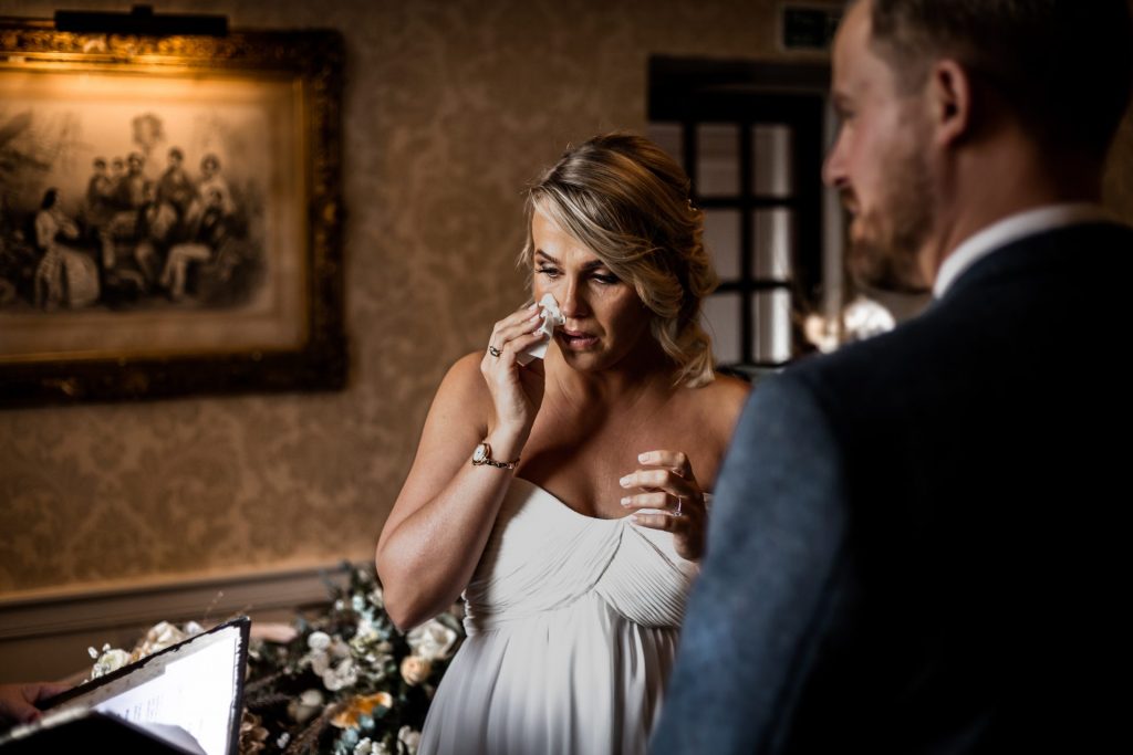 Bride & Groom during their wedding ceremony at their micro wedding at The Cavendish Hotel