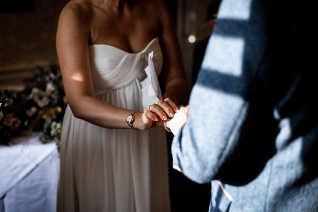 Bride & Groom during their wedding ceremony at their micro wedding at The Cavendish Hotel