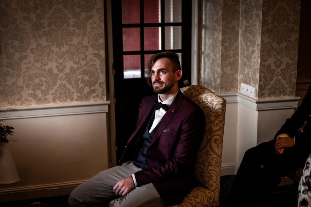 Wedding guests during their wedding ceremony at their micro wedding at The Cavendish Hotel