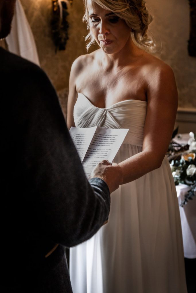 Bride & Groom during their wedding ceremony at their micro wedding at The Cavendish Hotel