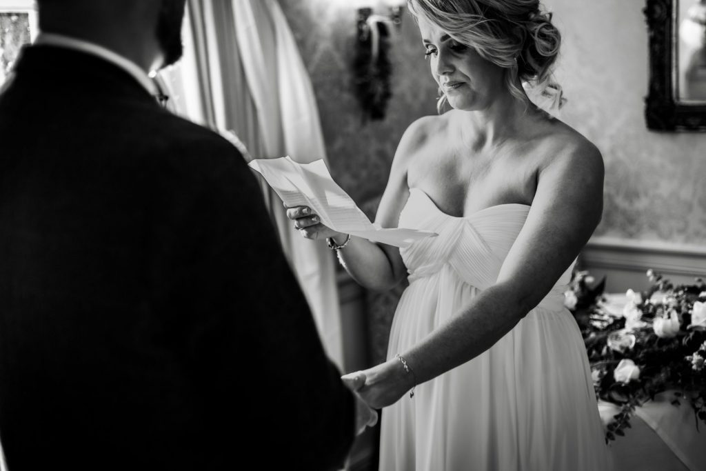 Bride & Groom during their wedding ceremony at their micro wedding at The Cavendish Hotel