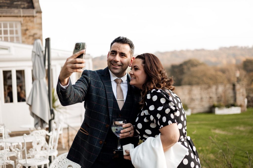Candid photo of wedding guests at a micro wedding at The Cavendish Hotel