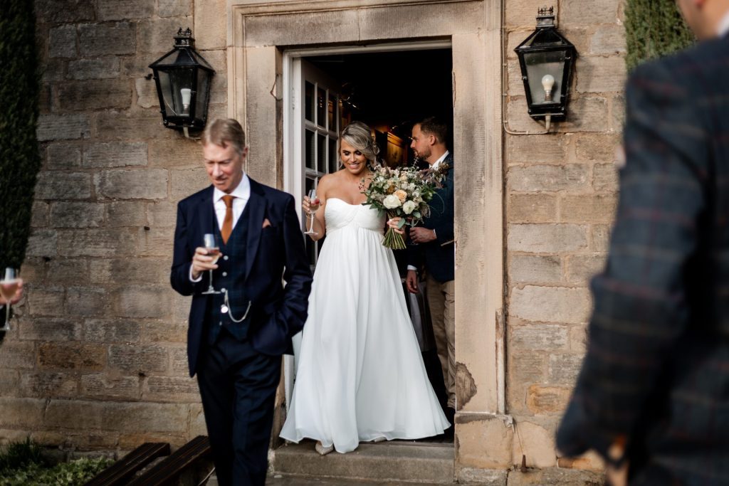 Candid photo of Bride and wedding guests at a micro wedding at The Cavendish Hotel