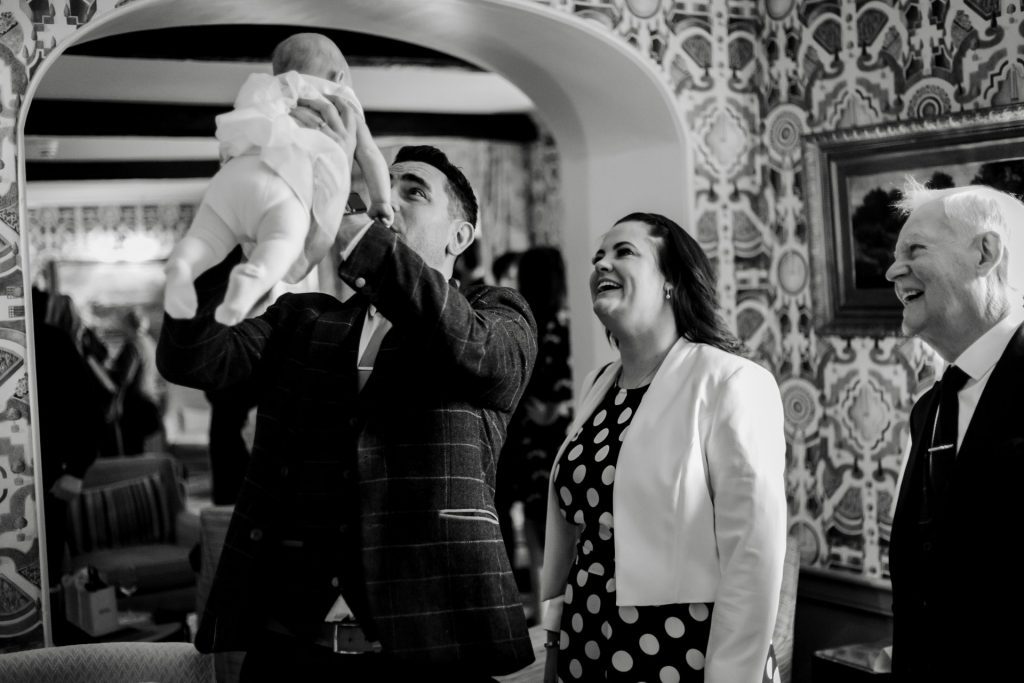 Candid photo of wedding guests at a micro wedding at The Cavendish Hotel