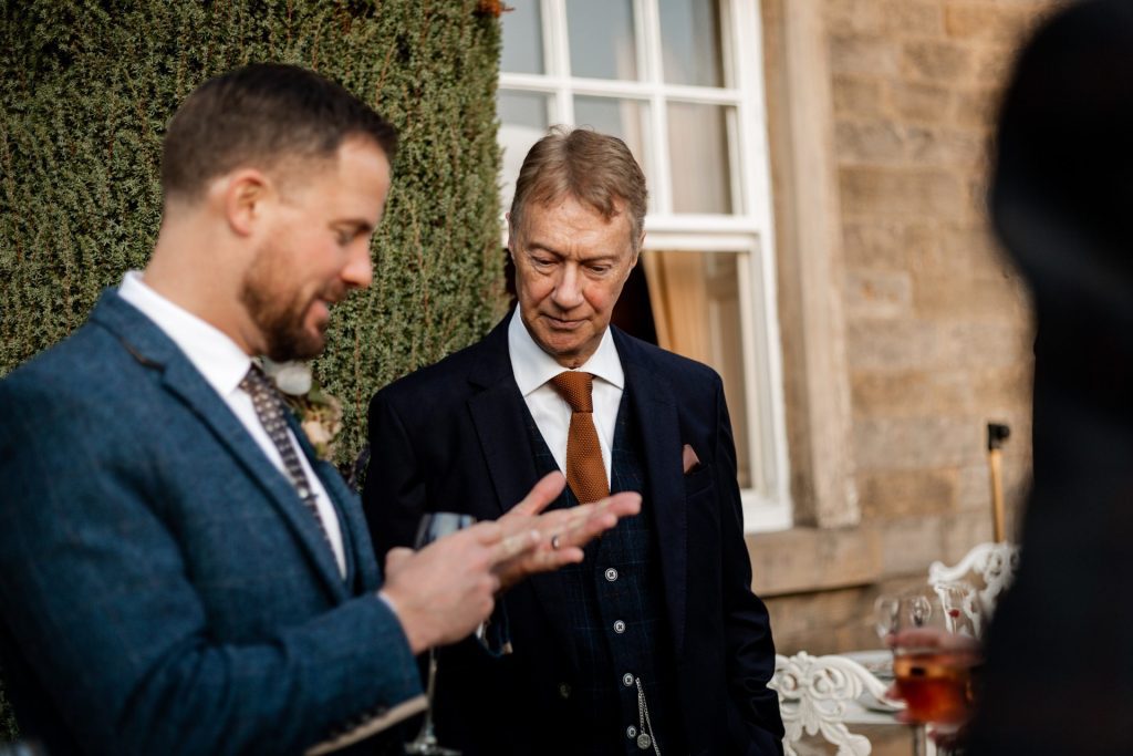 Candid photo of wedding guests at a micro wedding at The Cavendish Hotel