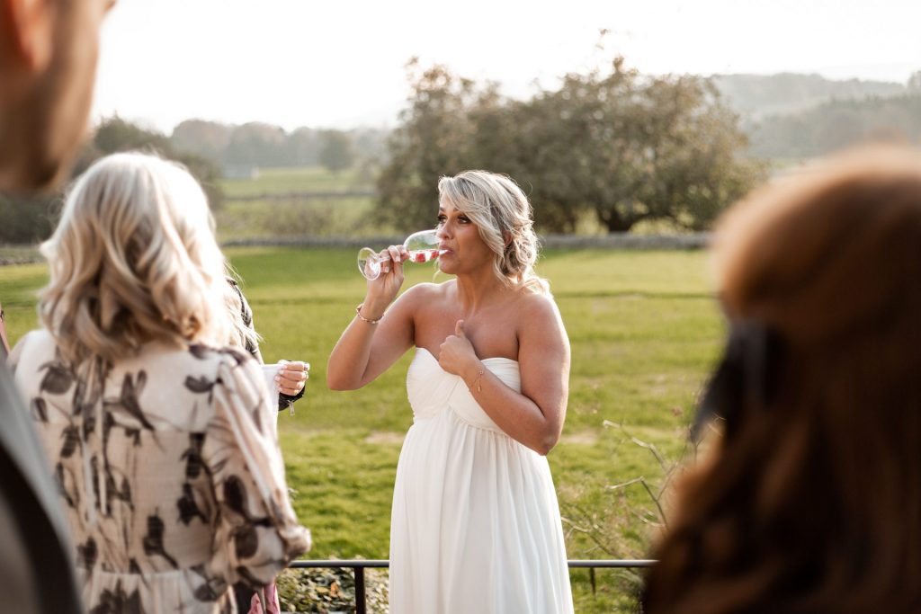 Candid photo of Bride and wedding guests at a micro wedding at The Cavendish Hotel