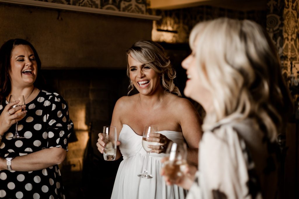 Candid photo of Bride and wedding guests at a micro wedding at The Cavendish Hotel