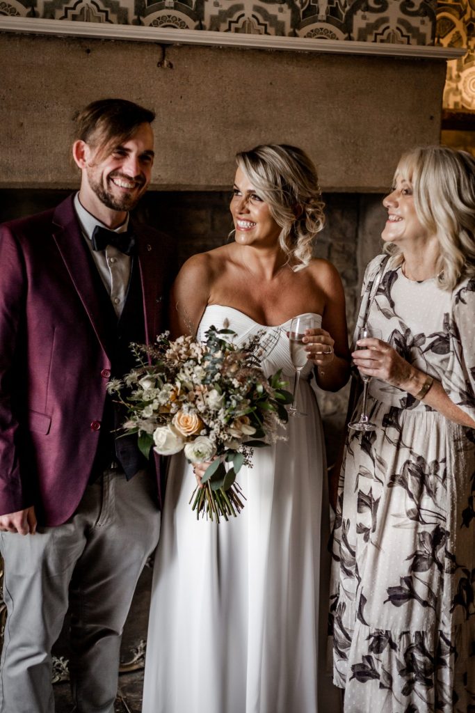 Candid photo of Bride and wedding guests at a micro wedding at The Cavendish Hotel