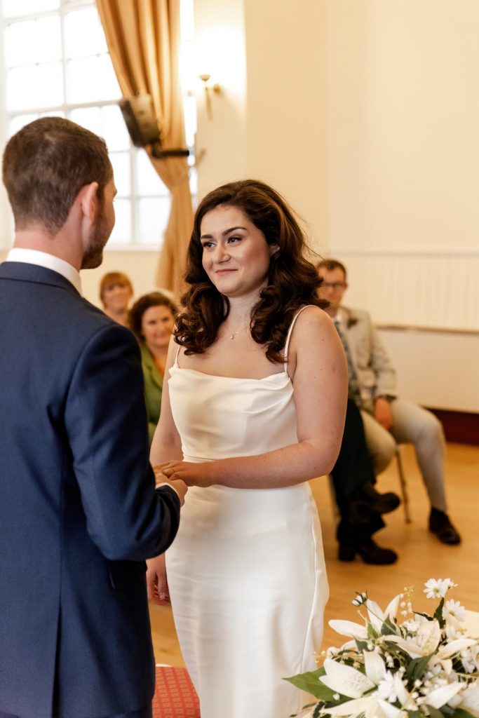 Wedding Ceremony of Esme & James at the Bakewell Town. Photo in colour