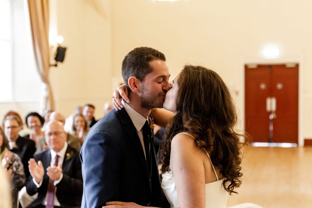 Wedding Ceremony of Esme & James at the Bakewell Town. Photo in colour