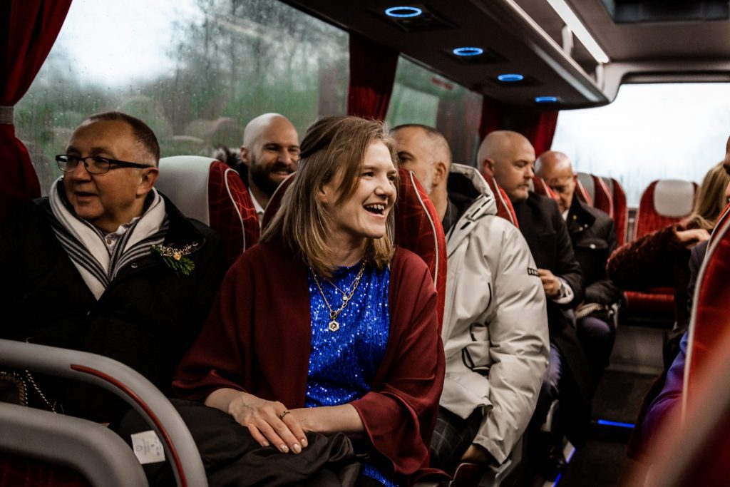 Candid Photo of wedding party before the wedding ceremony. Photo in colour