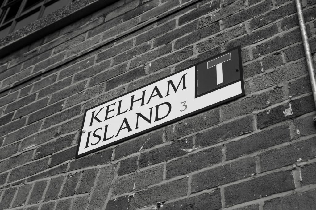 Detail shot of the road sign at The Chimney House wedding venue, Kelham Island, Sheffield. Isabelle B Photography